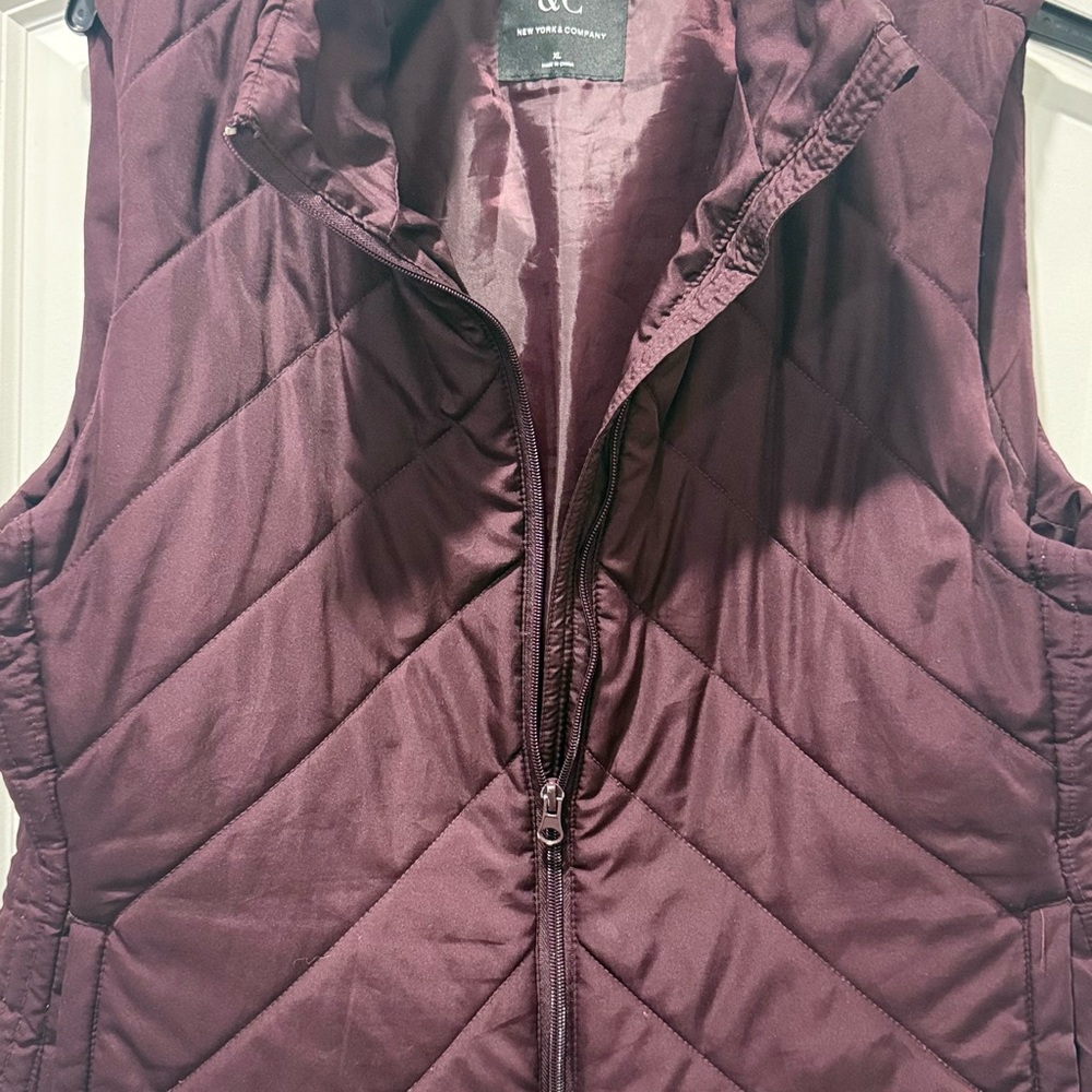 Women's Quilted Vest - Burgundy New  York Company